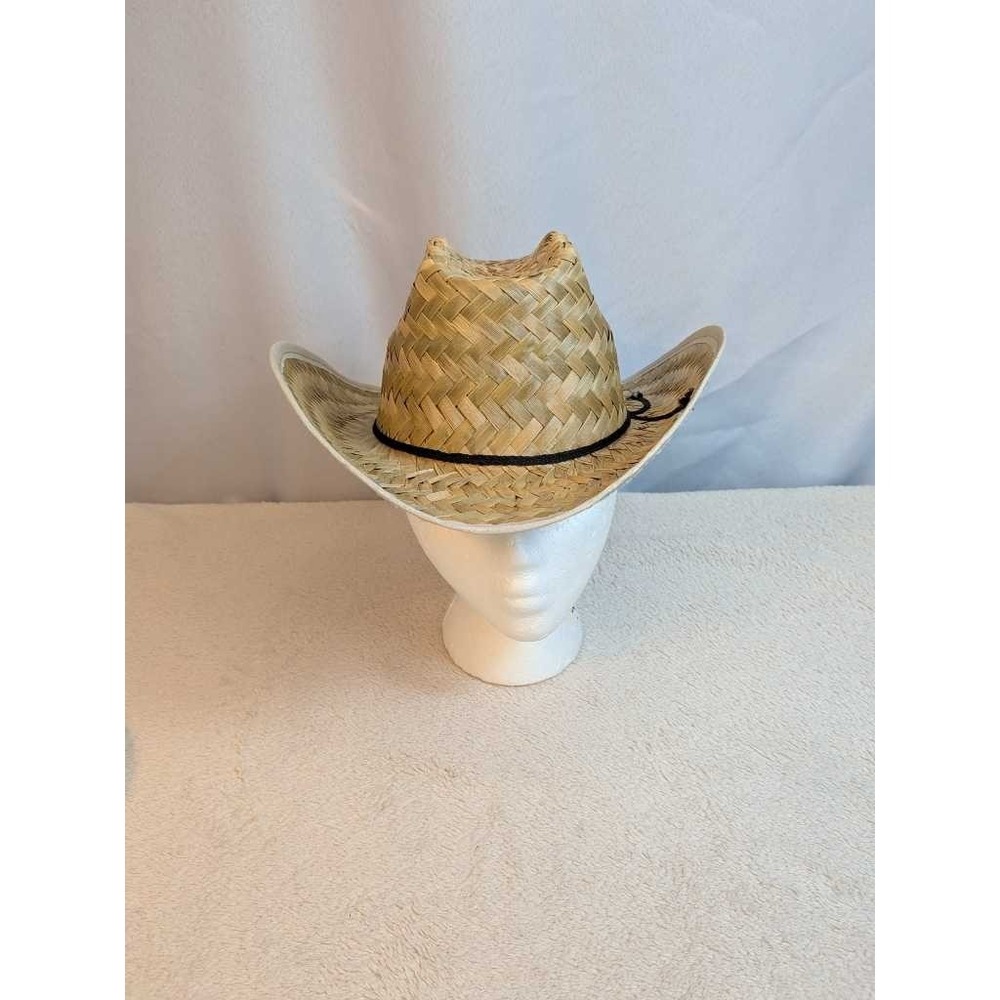 Straw Cowboy Hat Western Style Natural Woven Band Adult Size